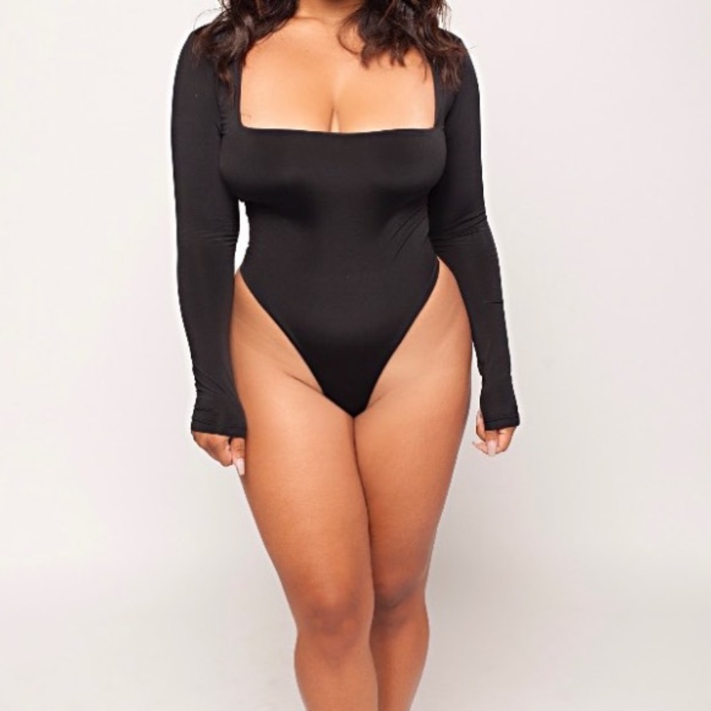 Black Long Sleeve Open back Body Suite